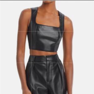 7 FOR ALL MANKIND NWT FAUX LEATHER CROP TOP IN SIZE SMALL ALL TAGS STILL ON.